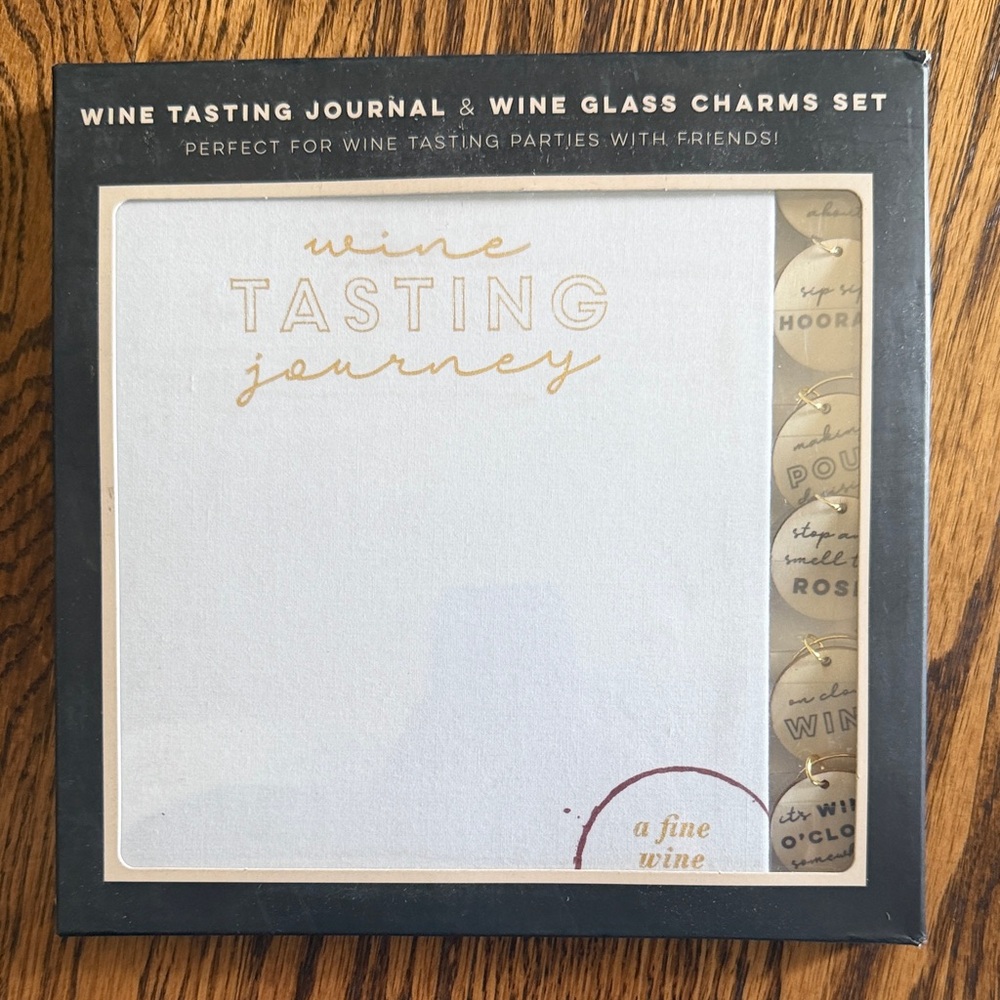 Wine Tasting Journal & Wine Glass Charms Set